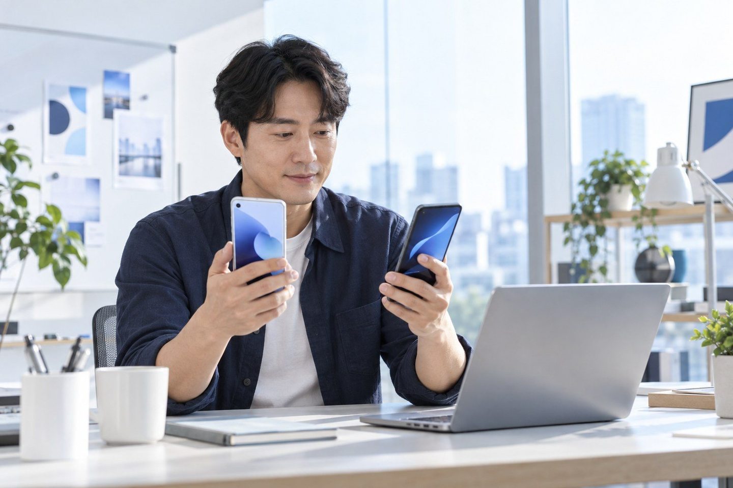 휴대용 기기로 결제 내용을 확인하는 남성 — PG 단말기 신청 여는 날 통장에서 빠지는 돈과 걸음을 미리 알아 두세요.